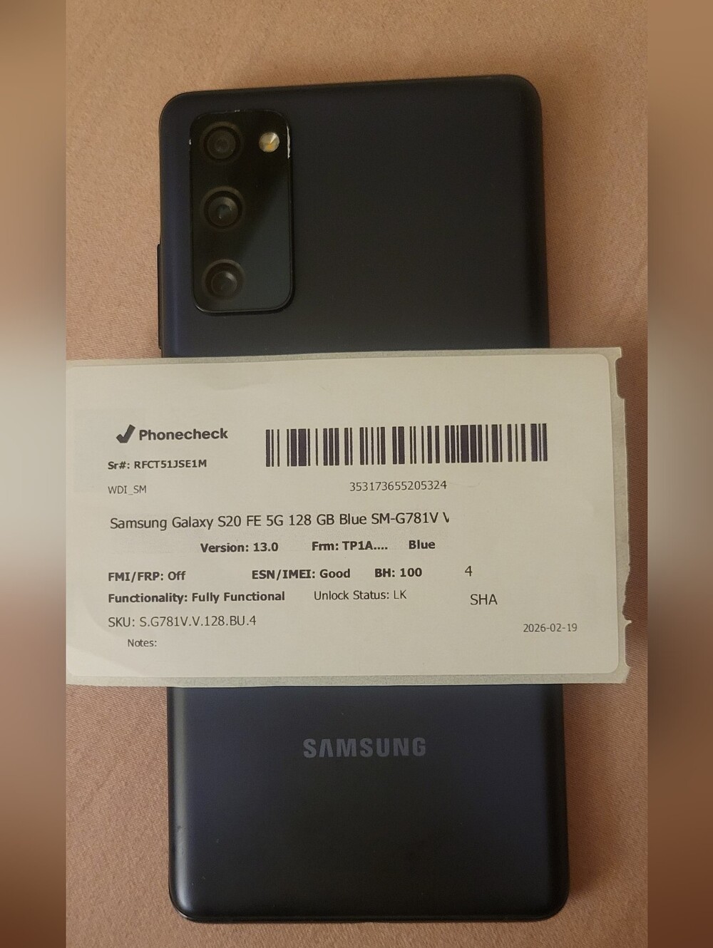 Samsung Galaxy S20 FE 5G - Blue Matte Finish
